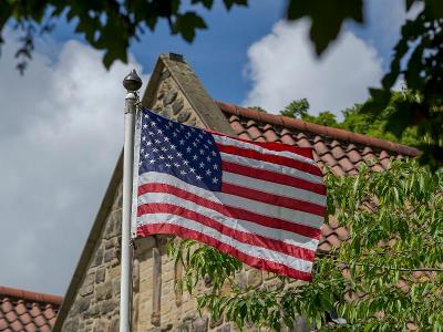 Ancestral home of George Washington flies the flag for Independence Day